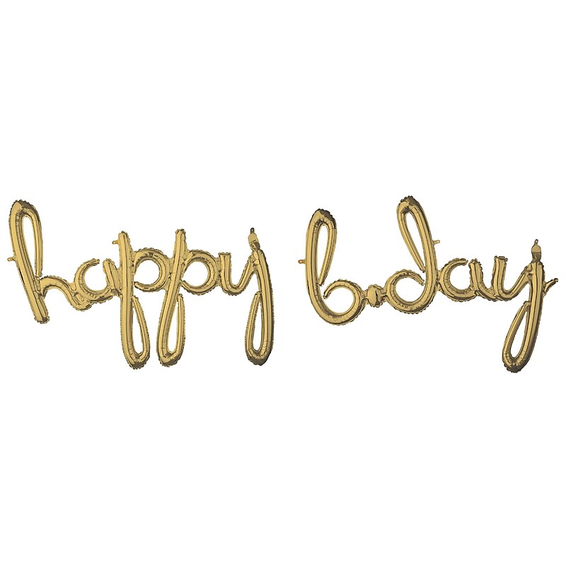 Party City (Air-Filled) Happy B-Day Foil Balloon Cursive Letter Banners, White Gold, 2/Pack (AM4460931-NS) image 1