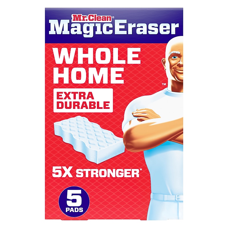 Mr. Clean Magic Eraser Sponge, White, 5 Pads/Pack (22875) image 1