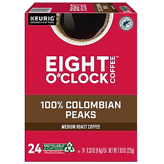 Eight O'Clock Colombian Peaks Coffee, Keurig® K-Cup® Pods, Medium Roast, 24/Box (6407)
