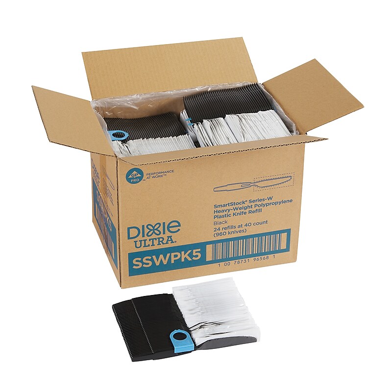Dixie Ultra SmartStock Series-W Individually Wrapped Polypropylene Knife Refill, Heavy-Weight, Black, 960/Carton (SSWPK5) image 1