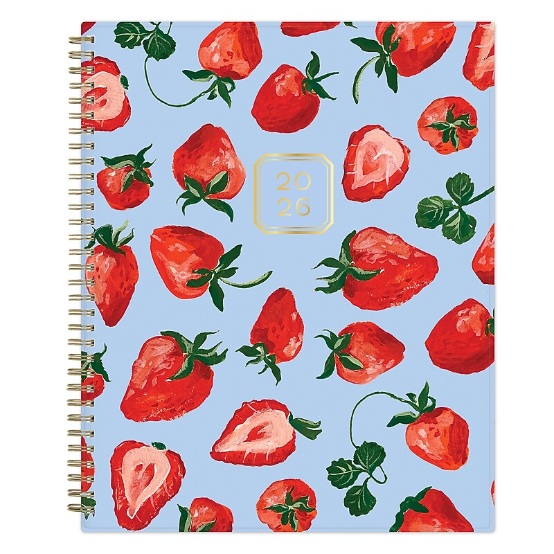 2026 Blue Sky Strawberry 8.5" x 11" Weekly & Monthly Planner, Plastic Cover, Blue/Red (154853) image 1
