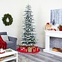 Nearly Natural 7.5-ft Slim Flocked Nova Scotia Spruce Artificial Christmas Tree with 450 Warm White LED Lights (T1856)~#|#~2C096B72-A97E-402F-9844093D7A11F882_sc7