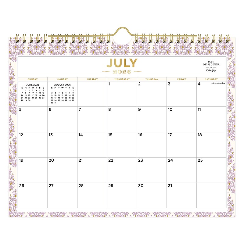 2026-2027 Blue Sky Day Designer Kerridge Lilac 8.75" x 11" Academic Monthly Wall Calendar (158181) image 1