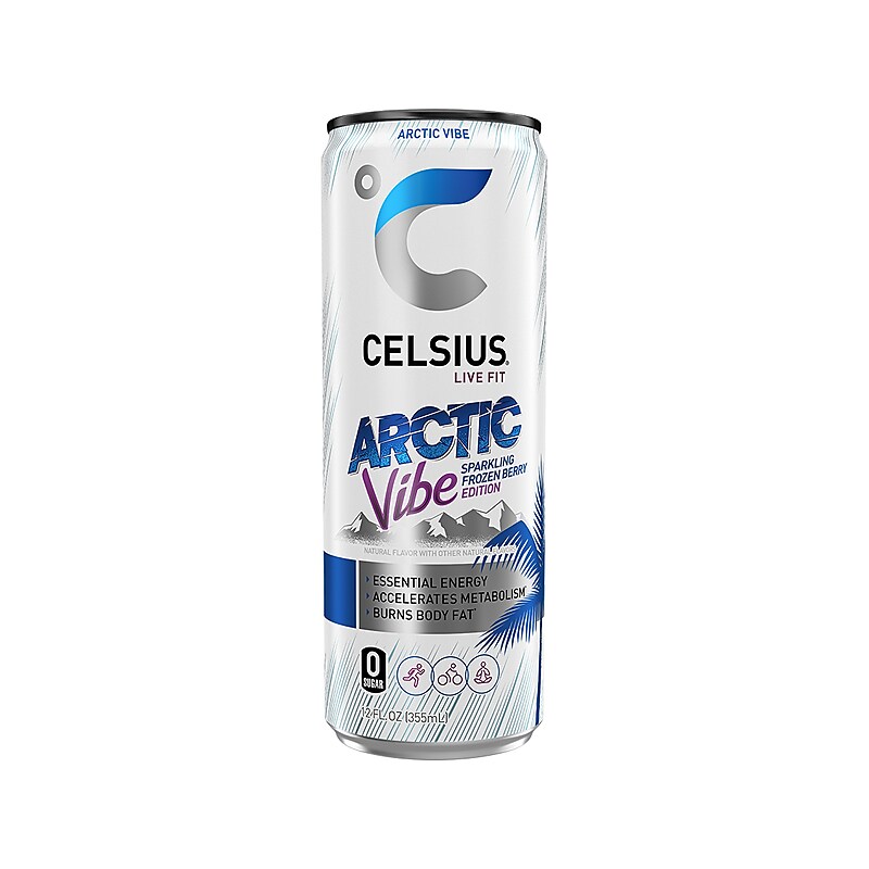 Celsius Sugar-Free Arctic Vibe Sparkling Energy Drink, 12 fl. oz., 12 Cans/Carton (02125) image 1