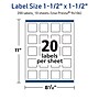 Avery TrueBlock Laser/Inkjet Square Multipurpose Labels, 1.5" x 1.5", White, 200 Labels/Pack (94106)~#|#~2C1E7180-E679-4B68-883ECE5C0D8F0366_sc7