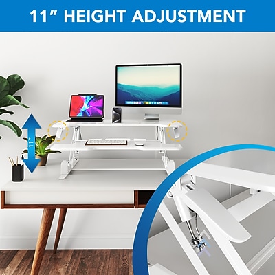 Mount-It! 38" W Manual Rectangular Adjustable Standing Desk Converter - Thumbnail 5
