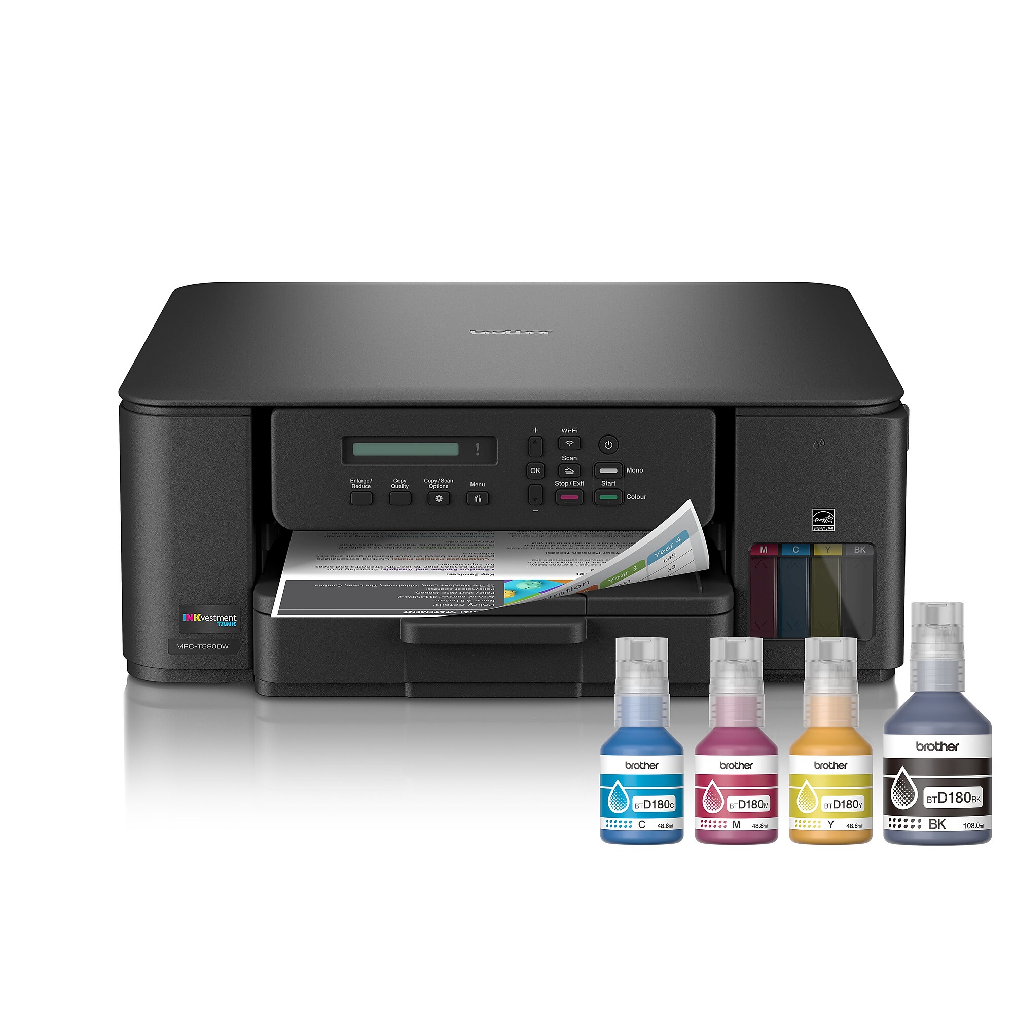 Brother INKvestment Tank MFC-T580DW Wireless Color All-In-One Supertank Inkjet Printer, Best for Home Office Sansujyuku sansujyuku.com