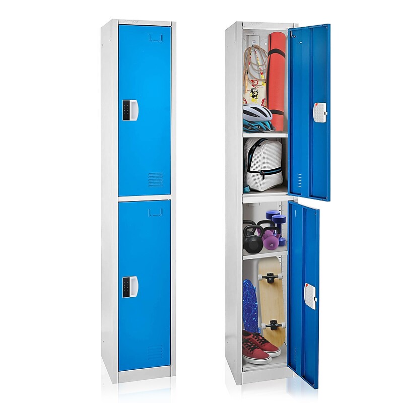 AdirOffice 72"H 2-Tier Blue Storage Locker (ADI629-202-BLU-DL) image 1