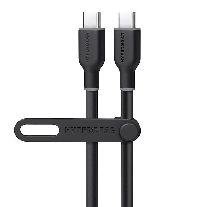 HyperGear Flexi Pro USB-C to USB-C Soft-Touch Silicone Fast Charge and Sync Cable, 10 ft., Black (15910) image 1