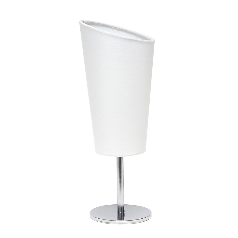 Creekwood Home Chrome Slanted 12.4" LED Table Lamp, White (CWT-1012-WH) image 1