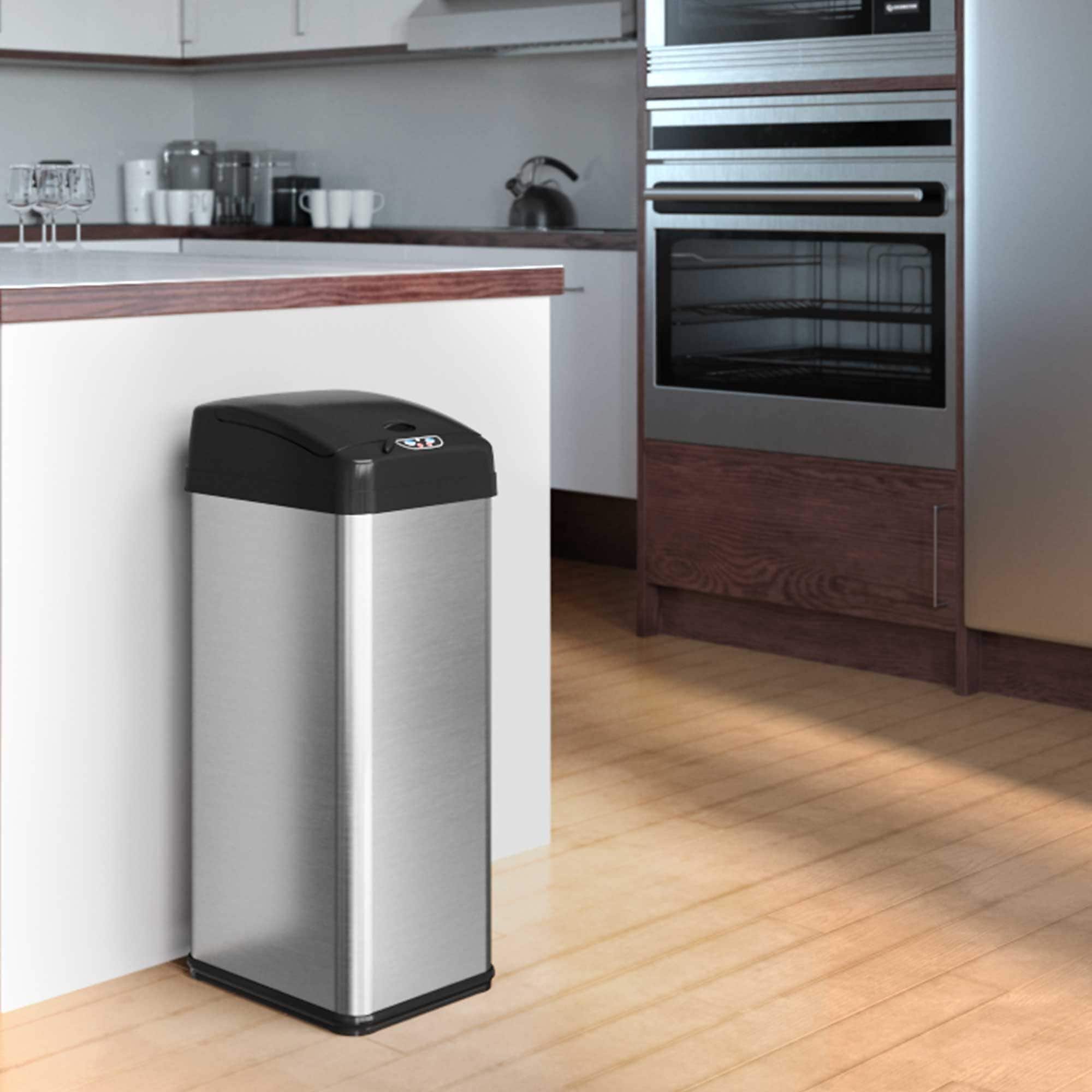 iTouchless Stainless Steel Sensor Trash Can with Wide Lid Opening and AbsorbX Odor Control System, 13 Gal., Silver (IT13MX) Sansujyuku sansujyuku.com
