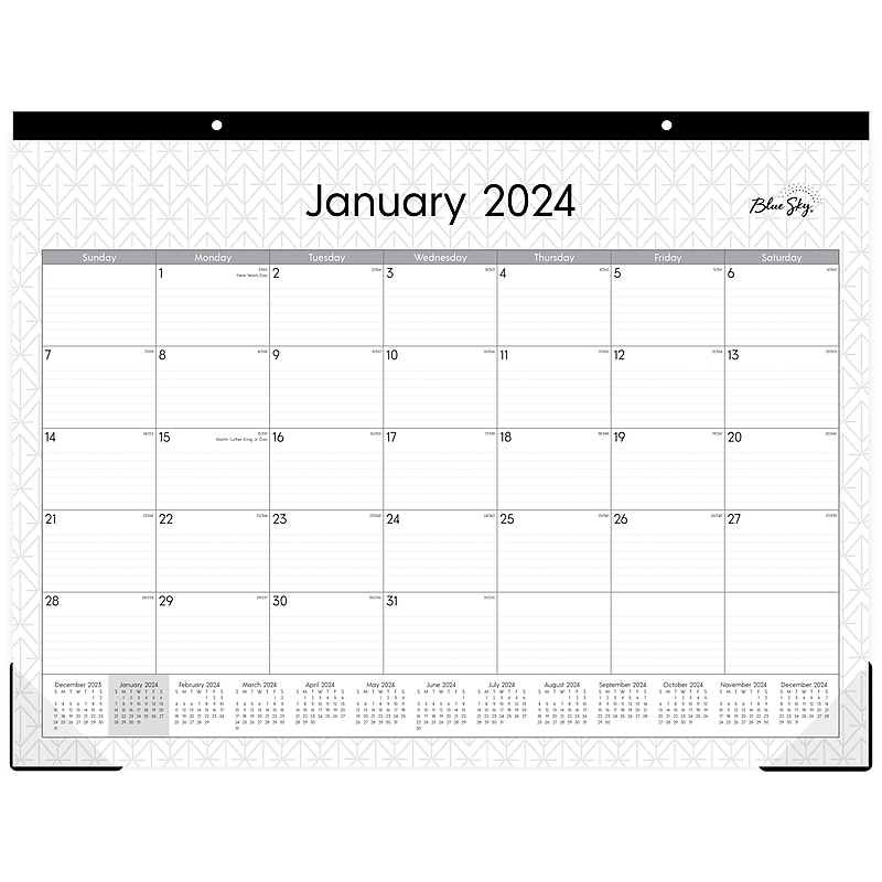 2024 Blue Sky 22" x 17" Monthly Desk Pad Calendar, White/Gray (111294-24) image 1
