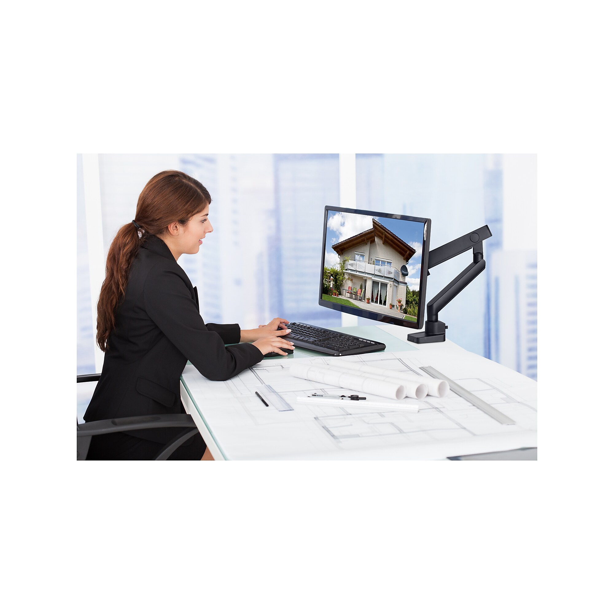Mount-It! Adjustable Single Monitor Desk Mount, Up to 32″, Black (MI-2671) Sansujyuku sansujyuku.com