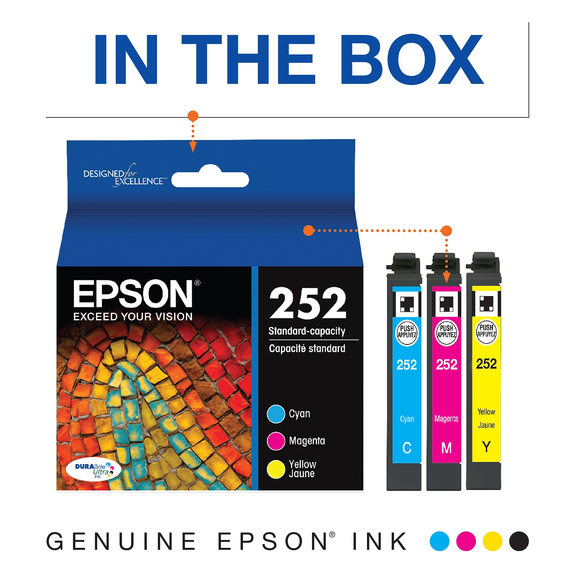 Epson T252 Cyan/Magenta/Yellow Standard Yield Ink Cartridge, 3/Pack Sansujyuku sansujyuku.com