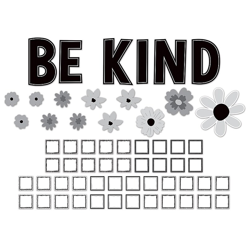 Teacher Created Resources Black and White Floral Be Kind Bulletin Board Set, 60/Set (TCR6801) image 1