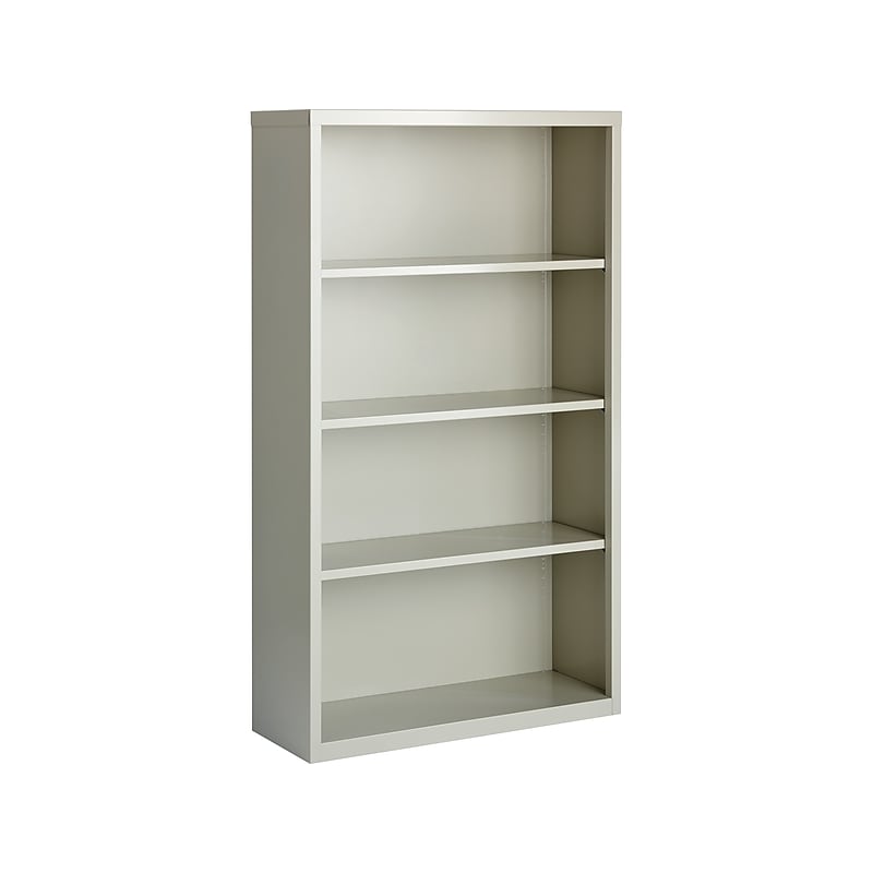 Hirsh HL8000 Series 60"H 4-Shelf Bookcase with Adjustable Shelves, Light Gray Steel (21994) image 1