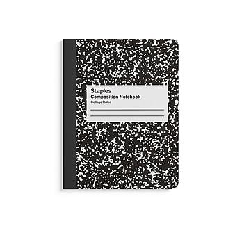 Staples® Composition Notebooks, 7.5" x 9.75", College Ruled, 100 Sheets, Black/White Marble, 4/Pack (ST58371)