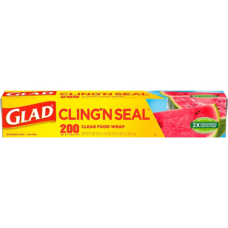 Glad Cling'N Seal Plastic Food Wrap, 200 Sq. Ft. Roll, 12/Carton (00020) image 1