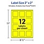 Avery Laser/Inkjet Multipurpose Square Labels, 2" x 2", Neon Yellow, 120/Pack (94107)~#|#~2C8423AA-6AF4-4014-841BB5C22F0EDE92_sc7