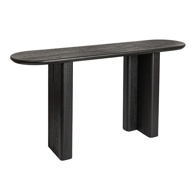 Storied Home Asymmetrical Firwood and Sycamore Wood Console Table, Black (EC1757) image 1