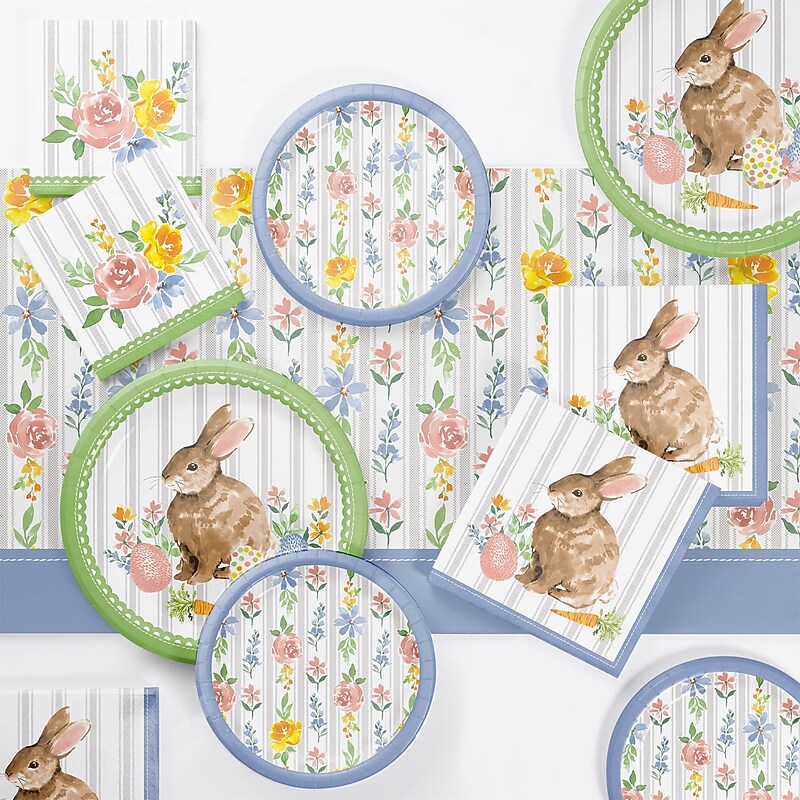 Creative Converting Cottage Easter Bunny Tableware Kit, Serves 8 (DTC9199E2A) image 1