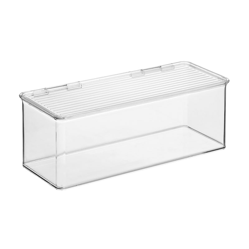 iDESIGN Medium Stackable Plastic Storage Bin, Clear (40257) image 1