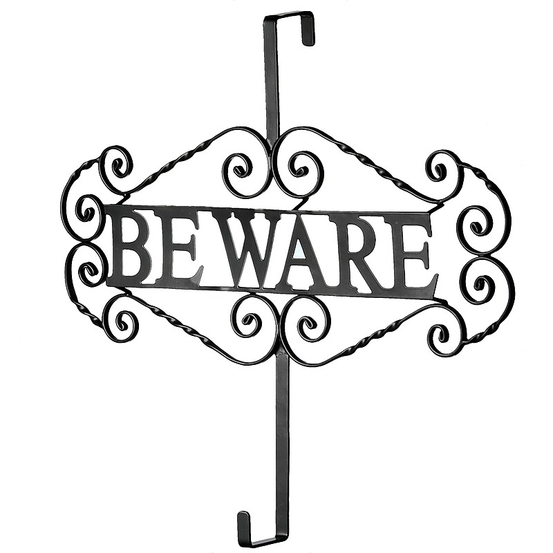 National Tree Company 16" Halloween “Beware" Wreath Hanger (CI58-22252-1) image 1