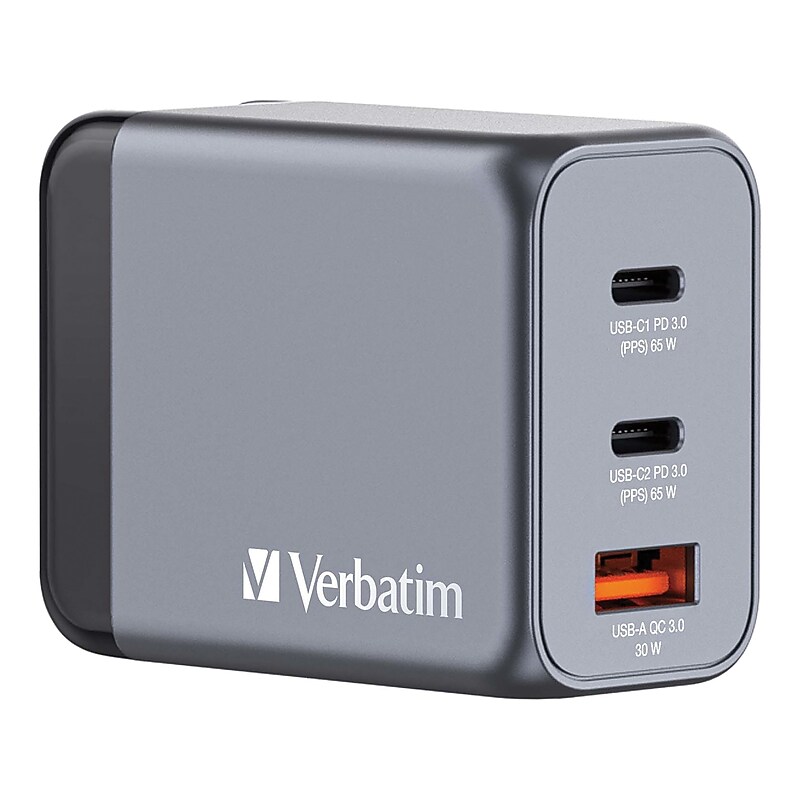 Verbatim 65W Wall Charger, Gray (32201) image 1