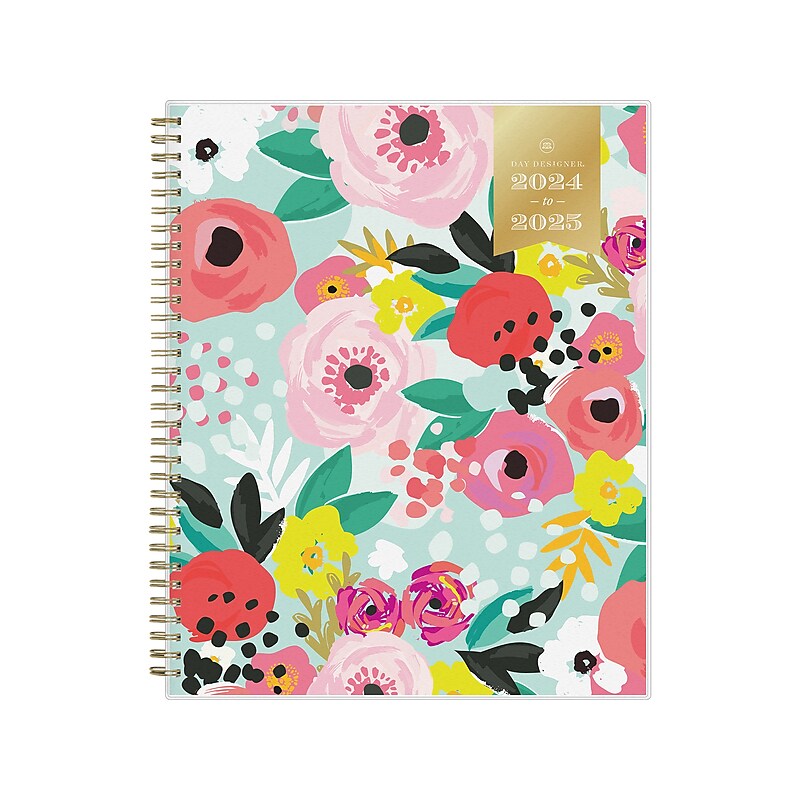 2024-2025 Blue Sky Day Designer Secret Garden Mint 8.5" x 11" Academic Weekly & Monthly Planner, Plastic Cover, Multicolor image 1