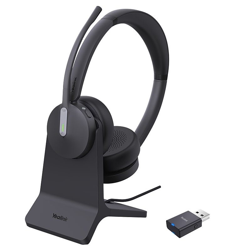 Yealink WH64 Hybrid Wireless Noise Cancelling Stereo Headset, Teams Certified(With Stand) image 1