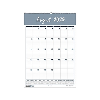 2023-2024 House of Doolittle Bar Harbor 21" x 31" Academic Monthly Wall Calendar, Wedgwood Blue/Gray (354-24)