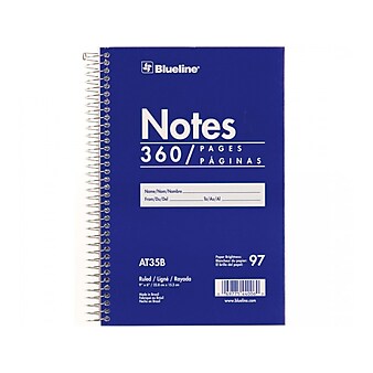 Blueline Notes Steno Pad, 6" x 9", Ruled, Blue, 180 Sheets/Pad (AT35B)