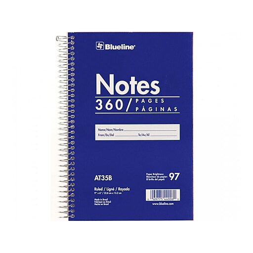 Blueline Notes Steno Pad, 6" x 9", Ruled, Blue, 180 Sheets/Pad (AT35B