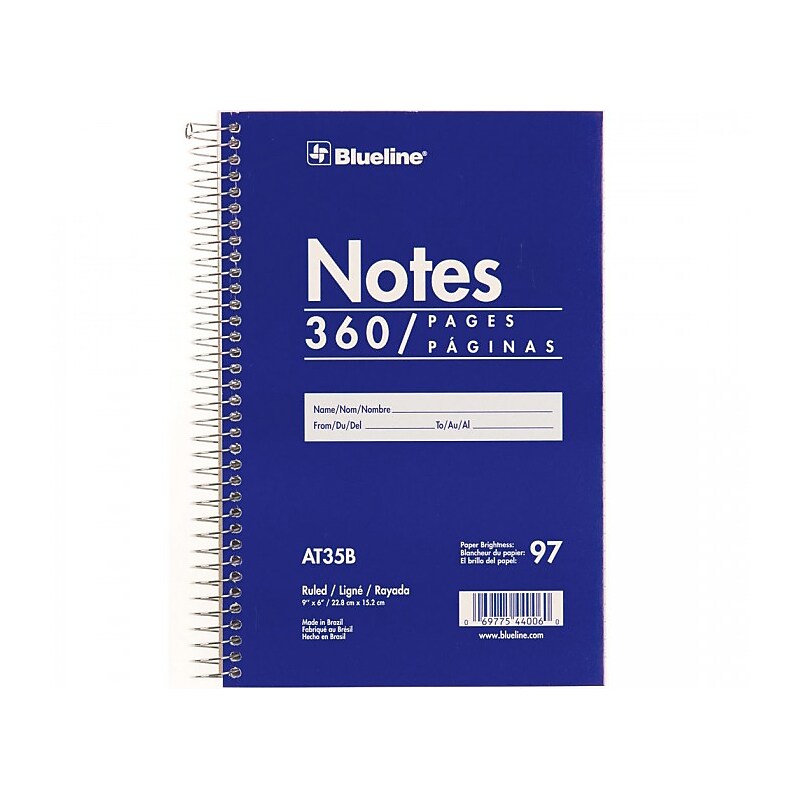 Blueline Notes Steno Pad, 6" x 9", Ruled, Blue, 180 Sheets/Pad (AT35B) image 1