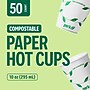 Perk™ Eco Compostable Paper Hot Cup, 10 Oz., White/Green, 50/Pack (PK56223)~#|#~2C9A8020-FC6E-482A-A23267EB34440633_sc7