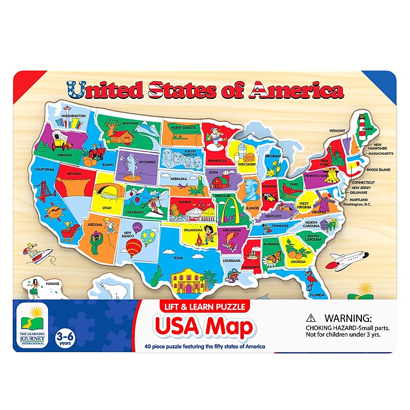 The Learning Journey International 40-Piece Lift & Learn USA Map Puzzle (LJI501726) image 1