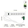 GoGreen Power 6 Outlet Surge Protector, 2.5' Cord, White (GG-16103MS)~#|#~2CA56766-2192-4213-B0DB036C7531BA46_sc7