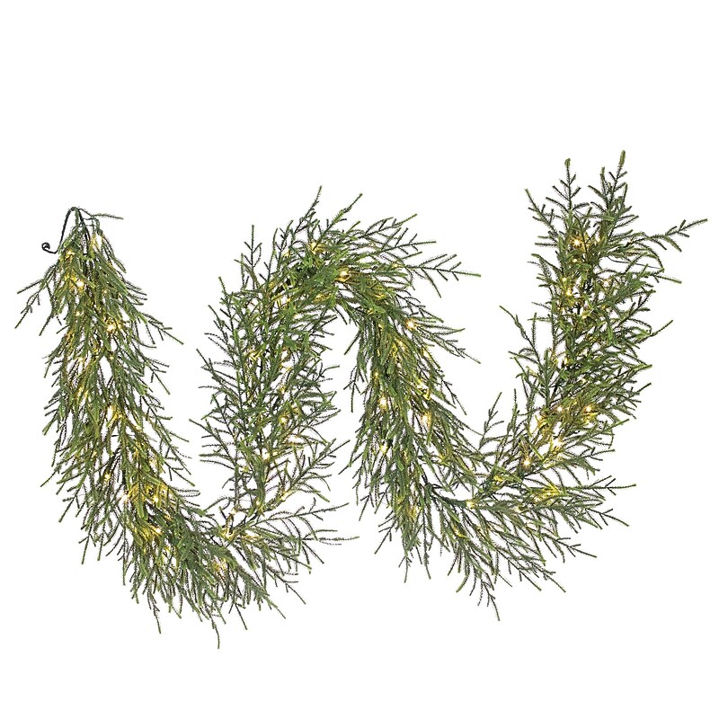 Fraser Hill Farm 9' Real Feel Pre-Lit Artificial Christmas Garland (FFRF108G-5MGR) image 1