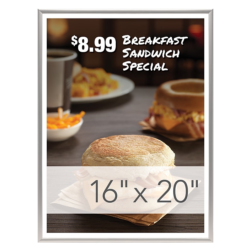 Excello Global Products 16" x 20" Plastic Poster Frames (PPFRM-1620-SLV) image 1