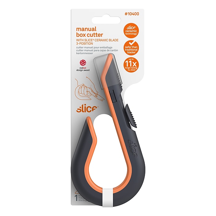 Slice Inc. Retractable Ceramic Box Cutter, Gray/Orange (10400