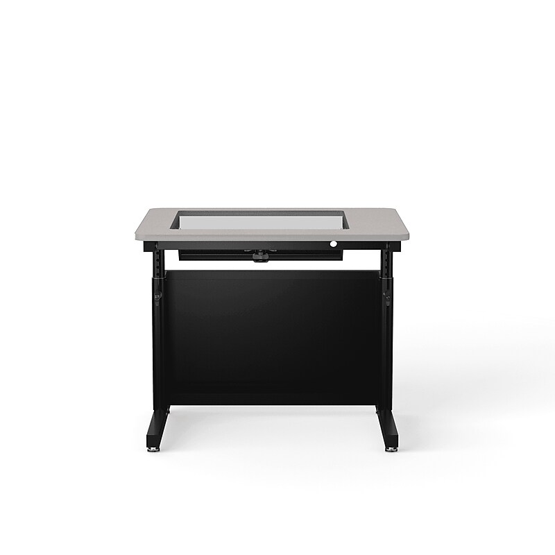 VersaDesk Downview 36"W Manual Adjustable Standing Computer Table, Grey/Black (DVT3630-BG) image 1