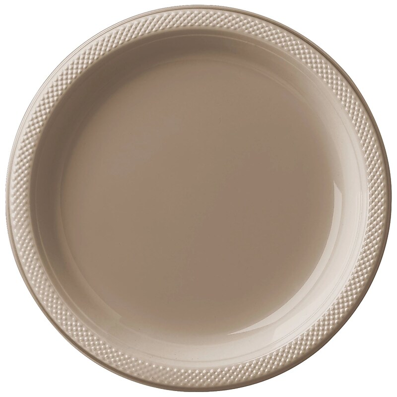 Party City 10.25" Plastic Plates, Taupe, 20 Plates/Pack (AM43015-162-NS) image 1