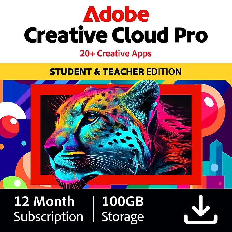 Adobe Creative Cloud Pro Student & Teacher Edition for 1 User, Subscription, Windows/Mac, Download image 1