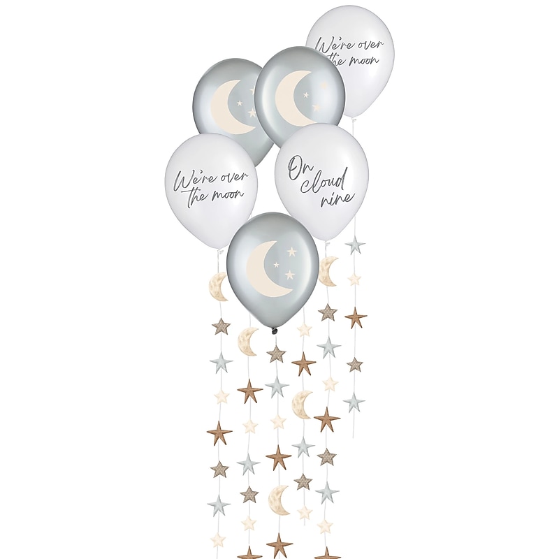 Party City Neutral Baby Shower 12" Latex Balloons with Tails, 6/Pack (AM111809-NS) image 1