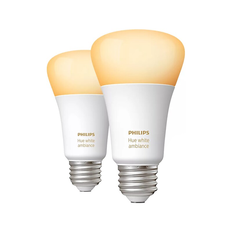 Philips Hue 60W Equivalent A19 LED Smart Light Bulb, Warm White, 2/Pack (548560) image 1