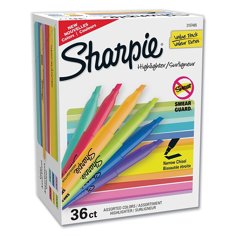 Sharpie Stick Highlighter, Chisel Tip, Assorted, 36/Pack (SAN2157485) image 1