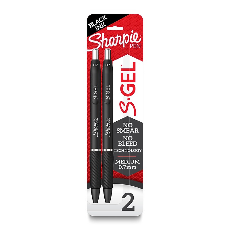 Sharpie S-Gel Retractable Gel Pen, Medium Point, Black Ink, 2/Pack (2096156) image 1