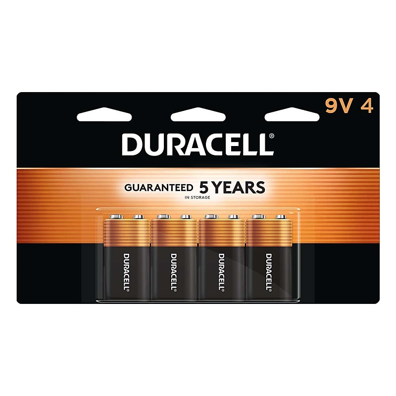 Duracell Coppertop 9V Alkaline Battery, 4/Pack (MN154DW) image 1