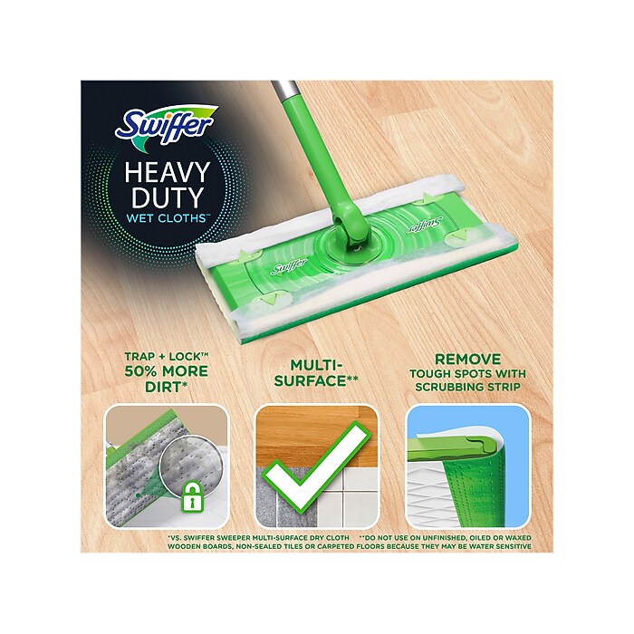 Swiffer Heavy-Duty Wet Cloths, Gain Scent, White, 10/Pack (76471