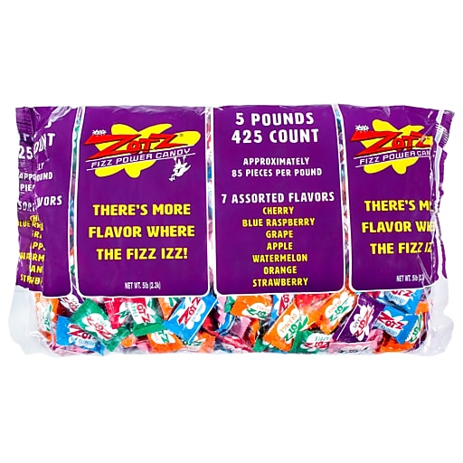 Zotz Fizz Power Candy Hard Candy, Assorted Flavors, 5 lbs., 425 Pieces  (293-00001)